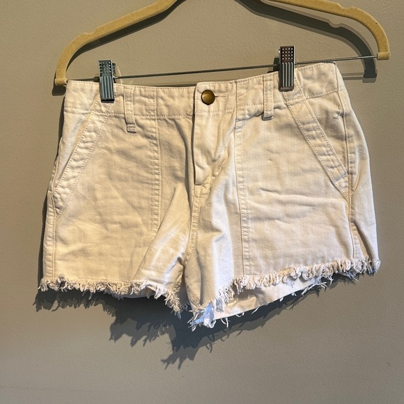 Harlow Cream Frayed Hem Jean Shorts - Picture 1 of 6
